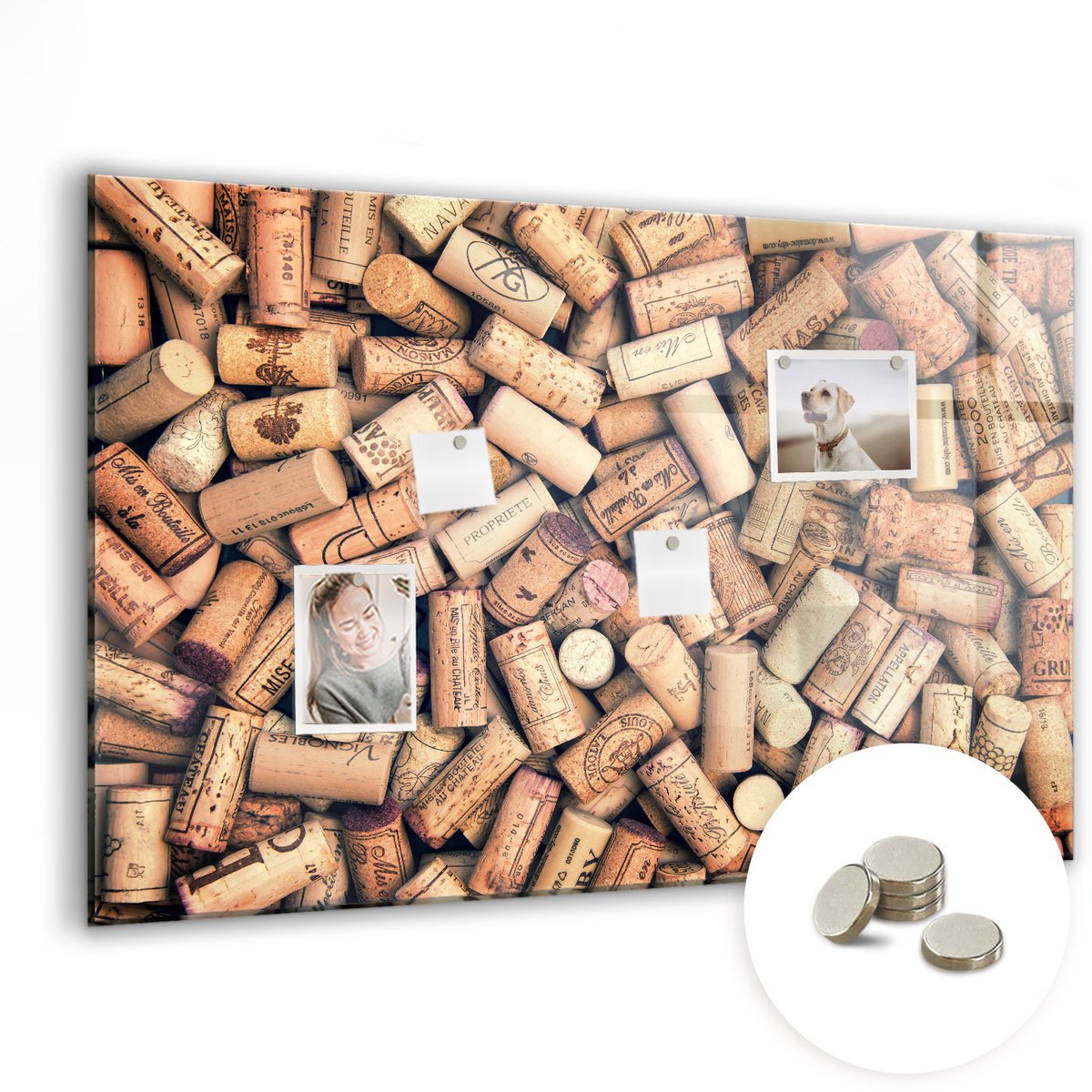 Coloray Glazen Magneetbord - Magnetisch Bord Eet smakelijk inscriptie - 90x60 cm - Bruin Magneetbord - Magnetic Board - Woonkamer Decoratie