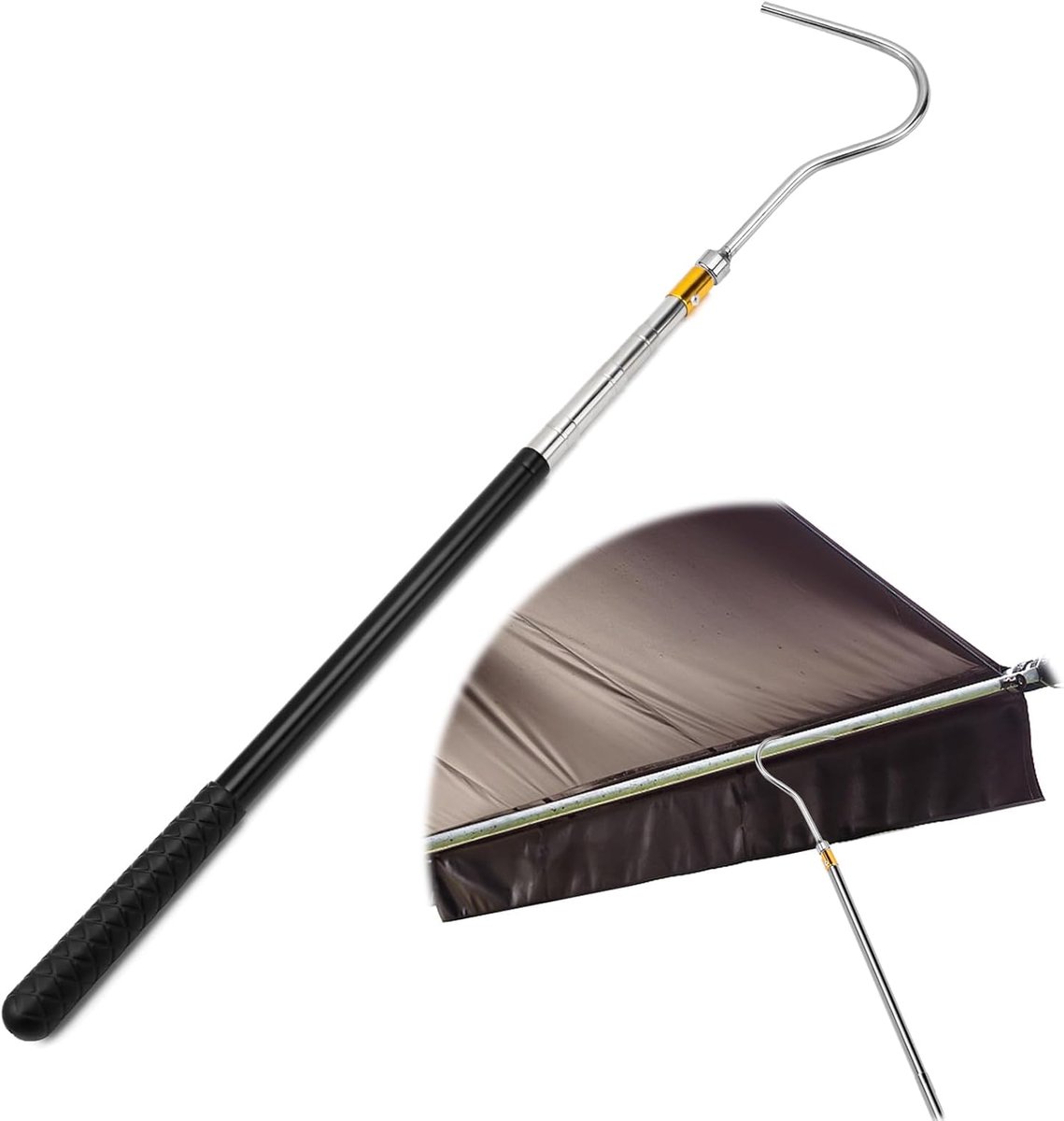 SnelShoppen - Telescopische Stok met Haak 41-150 cm, Telescopische Luifelopener met Haken, Trekhaak voor Vlizotrappen, Draagbare Accessoires voor Moto