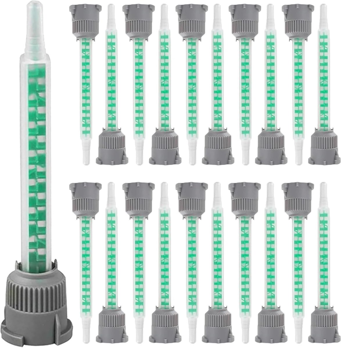 SnelShoppen - 20 Stuks Statische Mengnozzles voor 2K Lijm - Plastic Lijm, Epoxy Hars, Polyurethaan - Precisie Menging met Bayonet Aansluiting