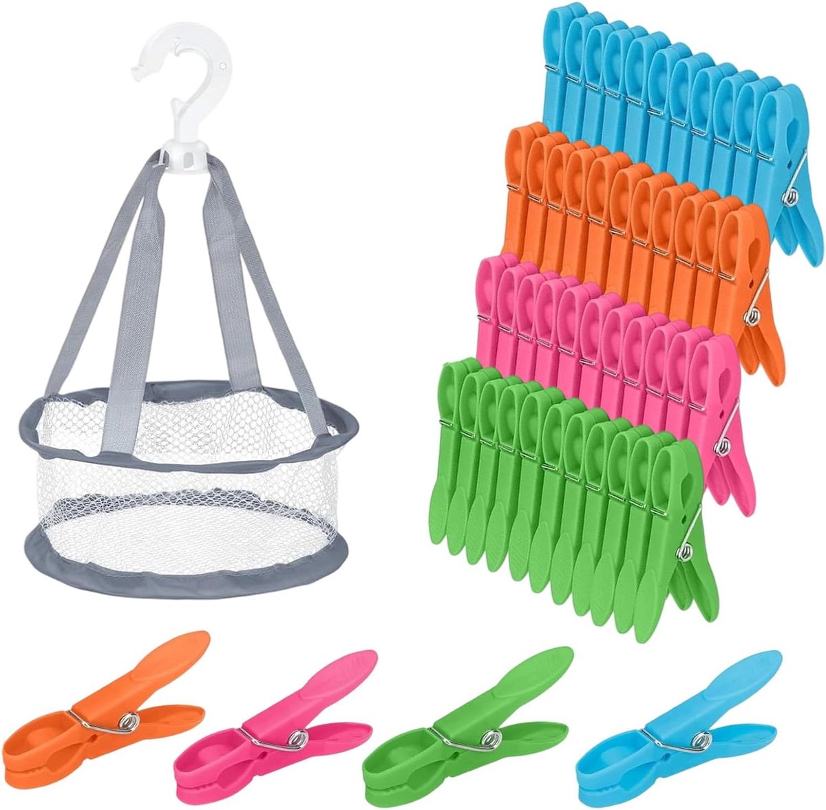 48-Piece Clothespins, Non-Slip Clothespins, Rugged Clothespins for Outdoor Heavy Duty Clothes Pegs for Clotheslines - ShopVlot
