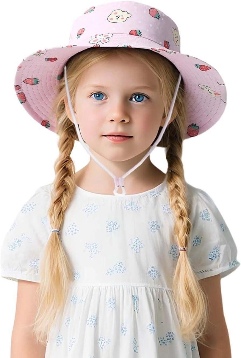 Meisjes Zonnehoed - Baby Vissershoed - Bescherming Tegen Zon - Leuke Opdruk - 1-8 Jaar - Gekleurd