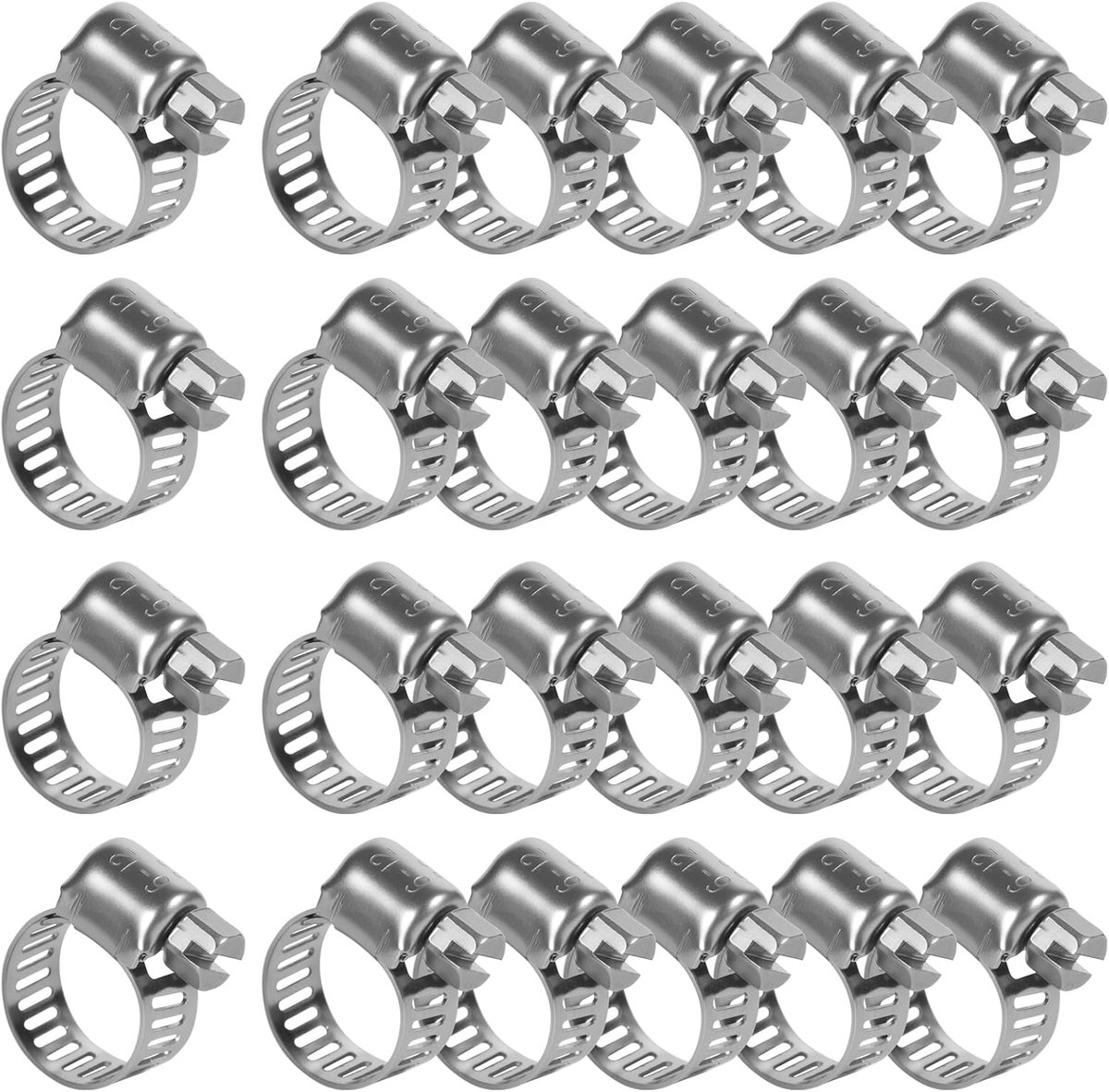 SnelShoppen - 24 Stuks RVS Slangklemmen 6-12mm Verstelbare Slangklemmen voor Tuin, Zwembad, Waterleidingen, Huishouden