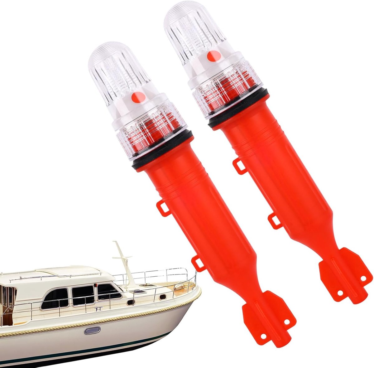 SnelShoppen - 2 Stuks Bootfakkels, Waterdichte Marine Signaallichten, Goedkeuring Kustwacht, Noodsignaal voor Vissersnetten en Boeien (Rood)