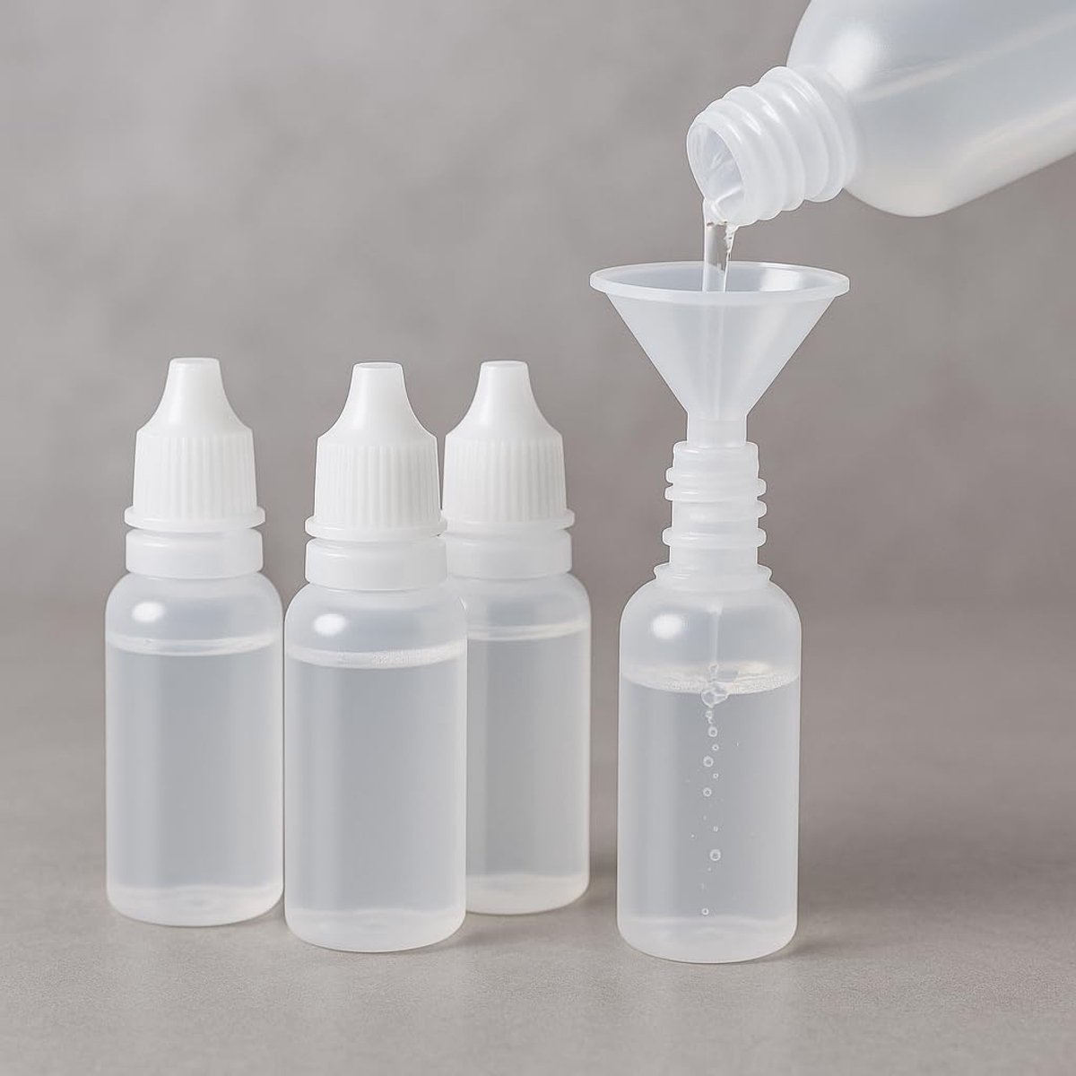 5-Piece Plastic Dropper Bottle Set – 4 Pack 15 ml / 0.5 oz Plastic Dropper Bottles with 1 Funnel Empty Squeeze - ShopVlot
