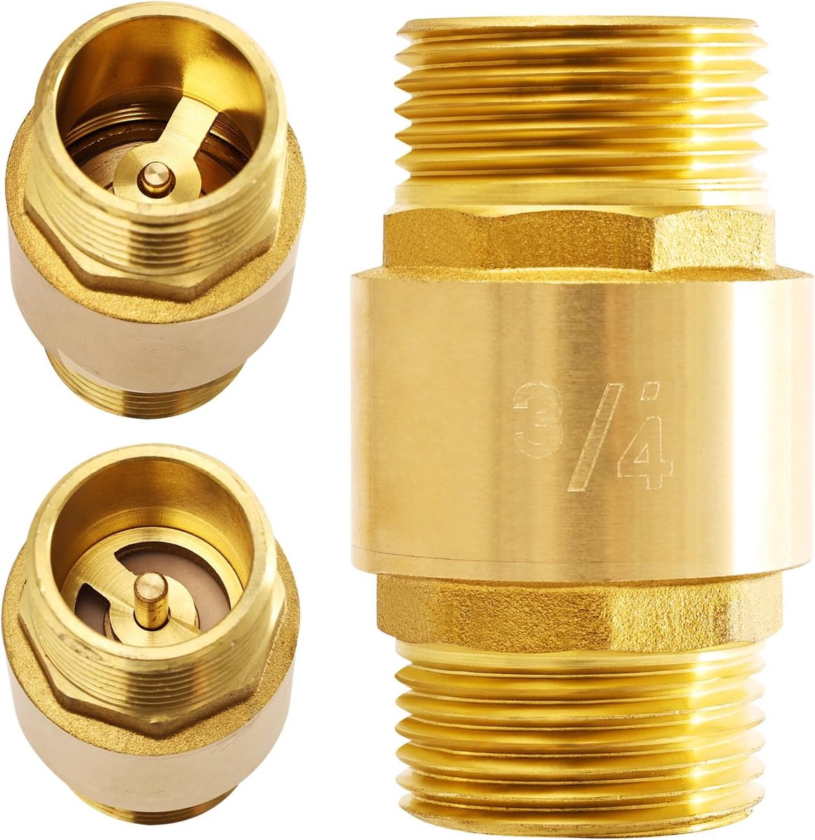 SnelShoppen - 3/4 Inch Messing Terugslagklep, Roestvrij en Waterdicht, Voor Pomp, Tuin, Wasmachine, Controle Vaat