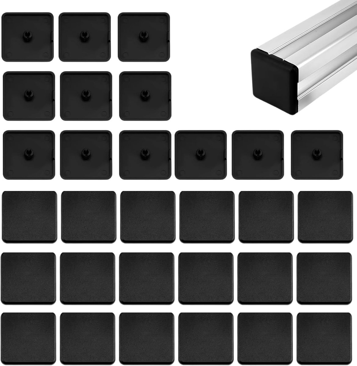 SnelShoppen - Pack van 30 Eindkappen Aluminium Profiel 40 x 40, Beschermkappen, Sterk ABS Plastic, Vochtbestendig, Voor Aluminium Profielen en Zonnepa