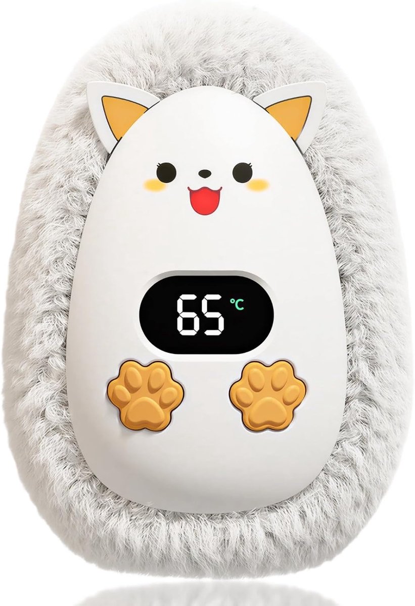 SnelShoppen - Oplaadbare Handwarmers, Schattige Pluche Dierenvorm, Magnetische Elektrische Pocketverwarming met Digitale Temperatuurweergave, Herbruik