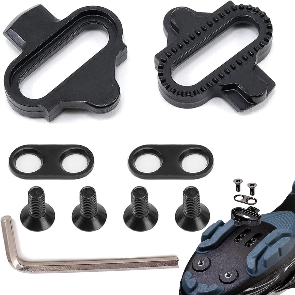 Set van 2 SPD Cleats voor Fietsschoenen - Ideaal voor Mountainbike en Indoor Cycling - Inclusief Pedalen en Accessoires