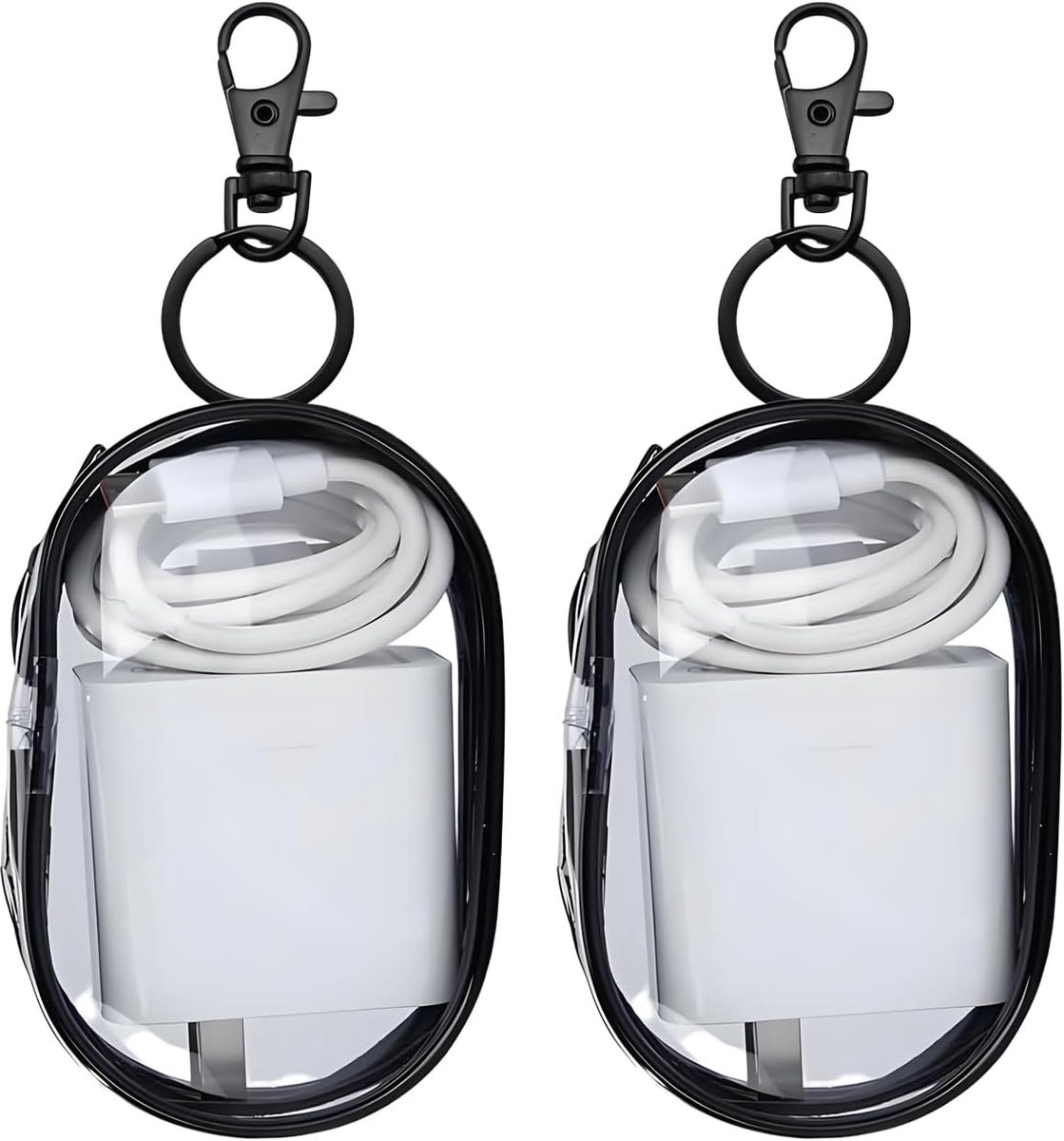 2 x Cable Storage Bag, Travel Bag for Organizing Cables, Mini Charging Cable Case, Portable Transparent Storage Box - ShopVlot