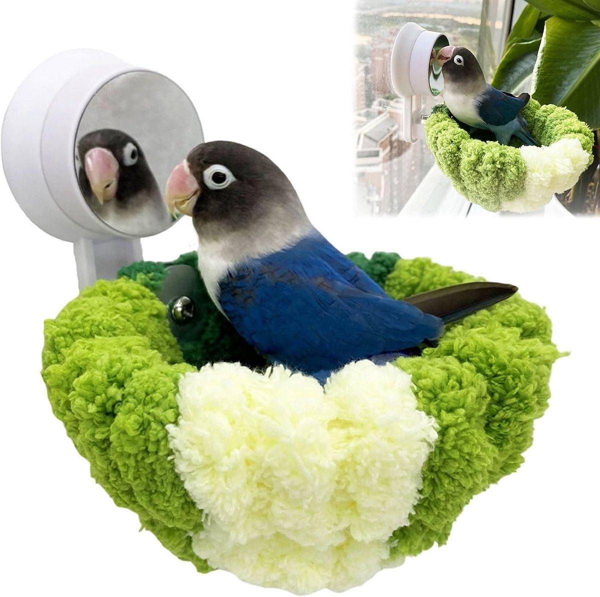 Vogelhuisje voor parkieten - Hangend met zuignap - Pluche ontwerp - Comfortabele schuilplek - ShopVlot
