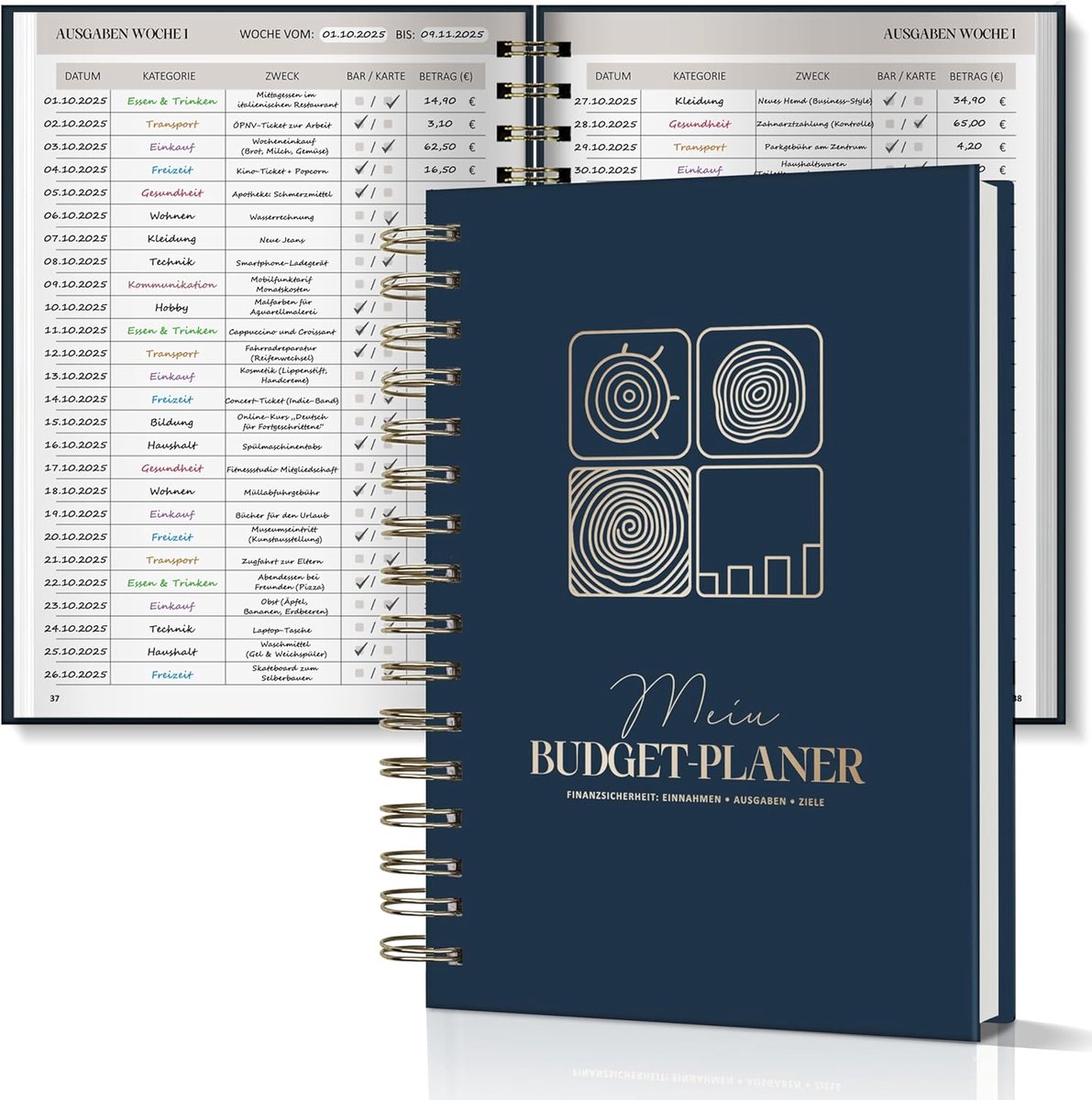 Budget planner - donkerblauw - boomringpatroon - overzichtelijke planning - ShopVlot