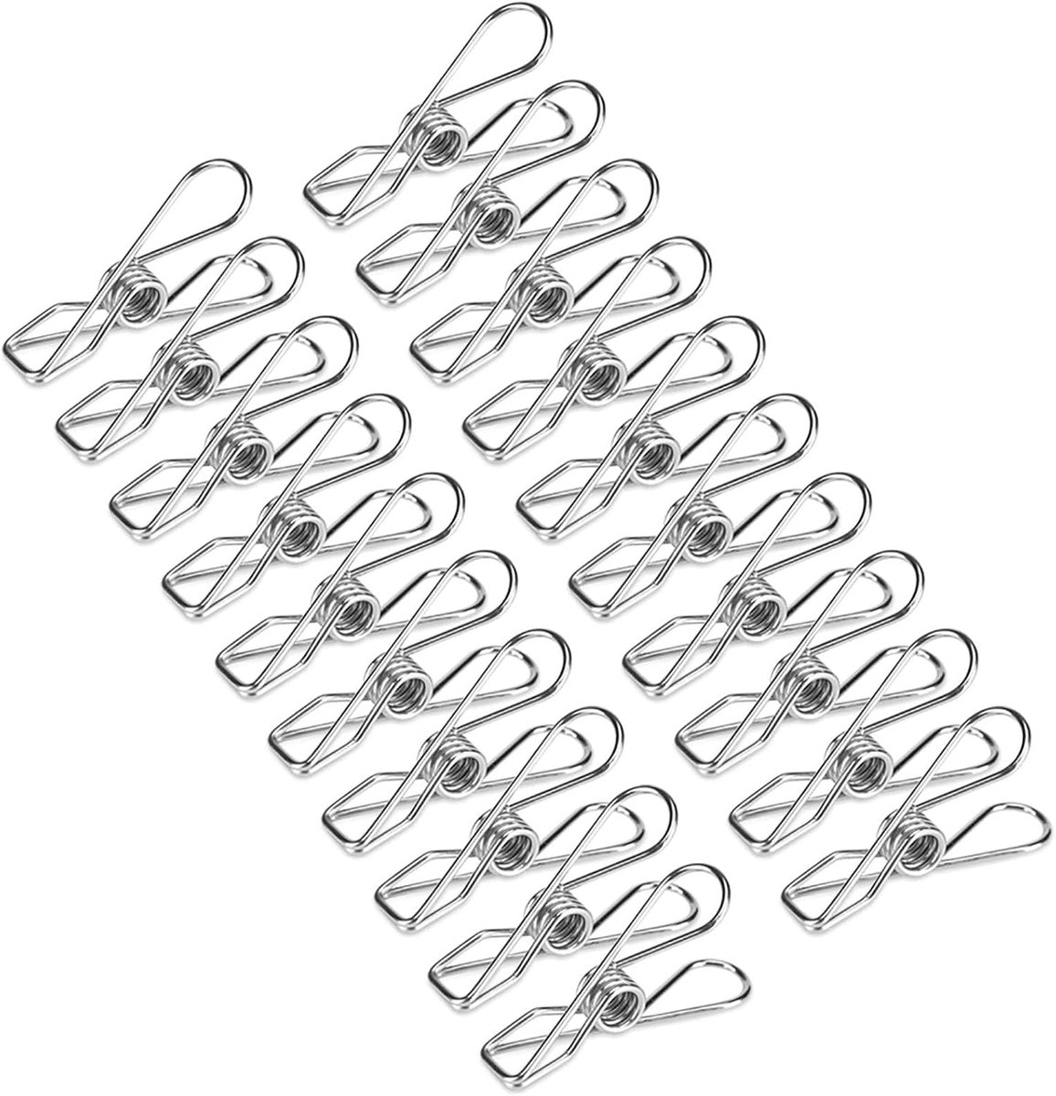 SnelShoppen - 20 Stuks RVS Wasknijpers, Sterke Kledingclips voor Buiten, Windvast en Duurzaam, Multifunctionele Kledingpinnen voor Droogrek en Meer