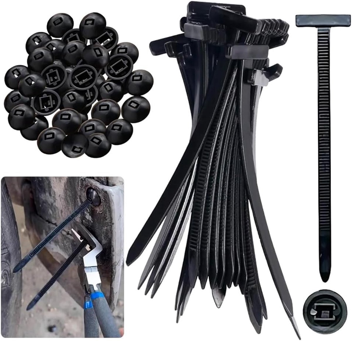 SnelShoppen - 100 Stuks Nylon Universele Kabelbinders, Multifunctionele Plastic Sterke Kabelbinders, Herbruikbare Zelfsluitende Kabelbinders voor Auto