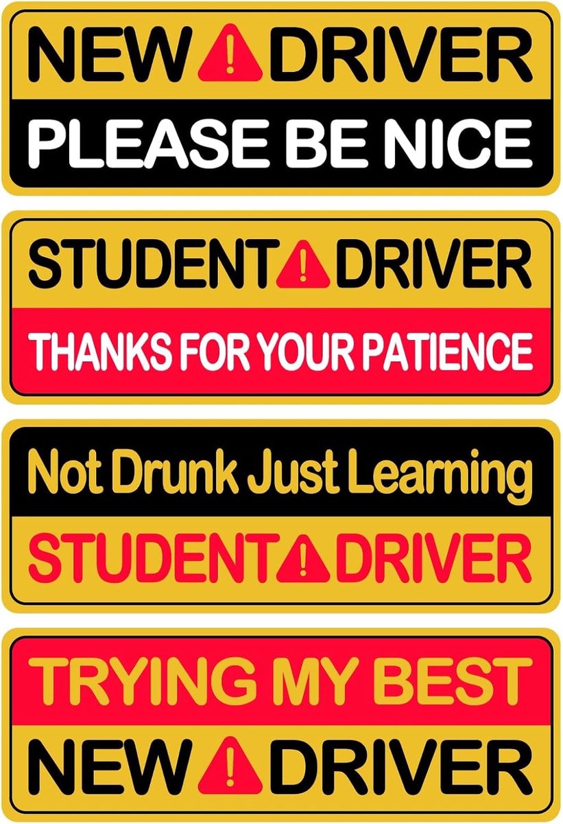 Magnetische stickers voor studenten - 4 stuks - rood-geel - grote exclamatiepunten - ShopVlot