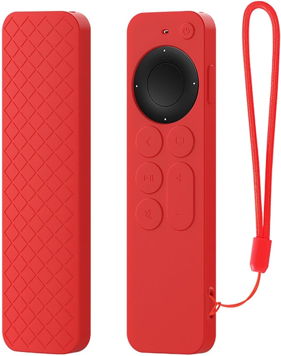 SnelShoppen - Ultra Dunne Silicone Hoes voor Apple TV 4K/HD Siri Afstandsbediening 2021/2022, Anti-vallen, Lichtgewicht, Rood, Perfecte Pasvorm, Krasb