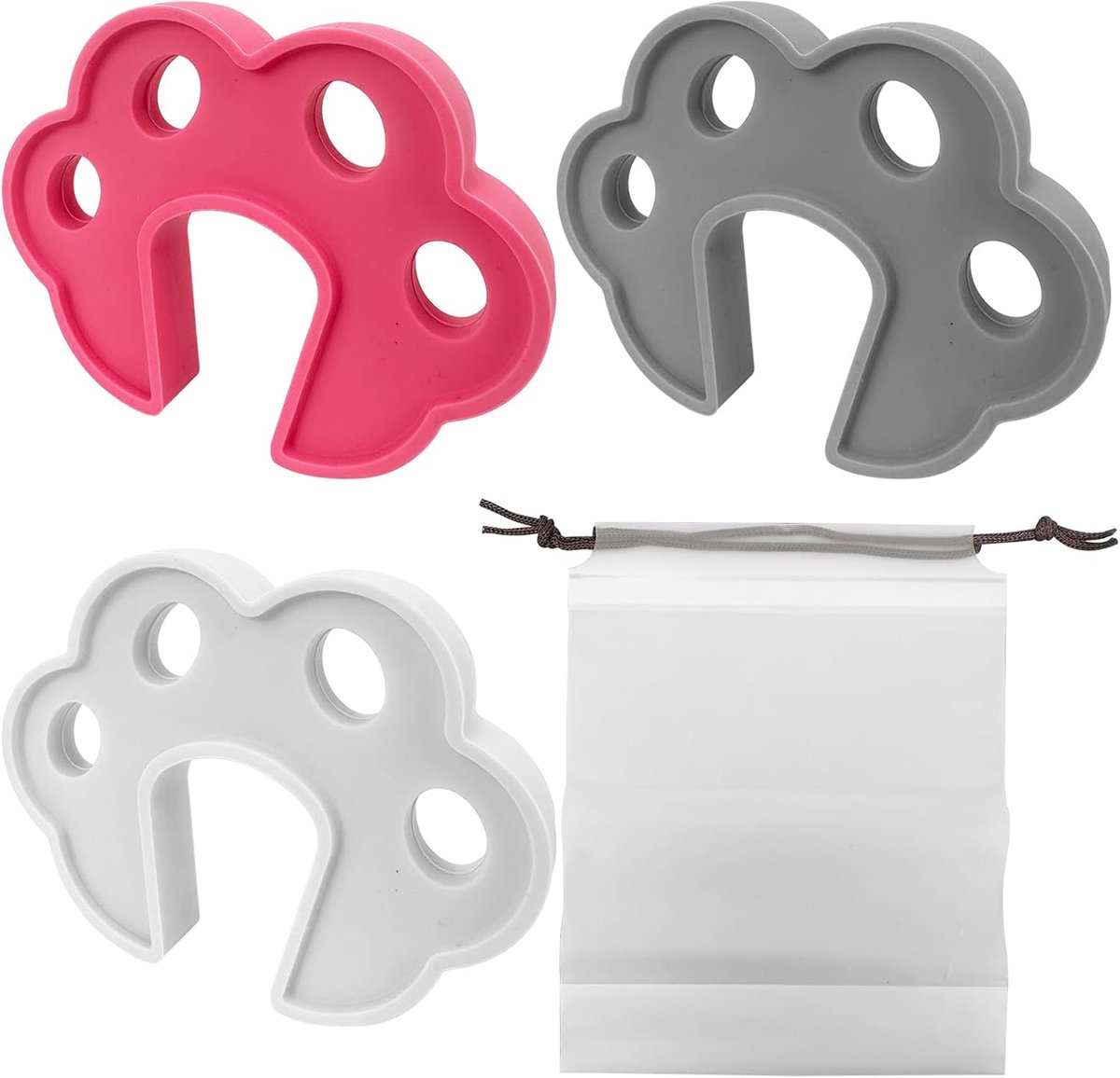 SnelShoppen - 3 Deursteunen Wasmachine Voorlader - Deurstopper voor Waskast - Ondersteuning voor Wasmachine - Grijs, Wit, Rozenrood - 10x7,8x1,6 cm