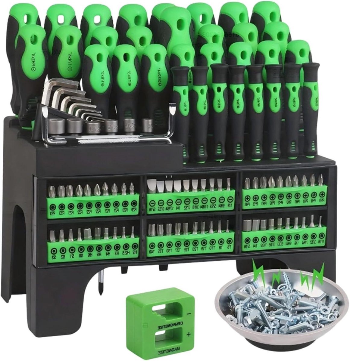 Magnetische Schroevendraaierset - Precisie Gereedschapset - Elektronica Reparatie - Magnetisch Bitontwerp - 118 Delig - Groen