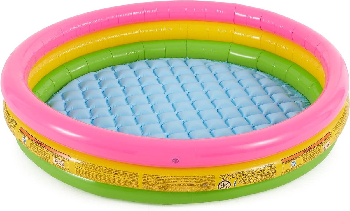 Baby Zwembad - Opblaasbaar Badje - Kinderen Spelen - Drie Ring Ontwerp - 147 x 33 cm - Multicolour