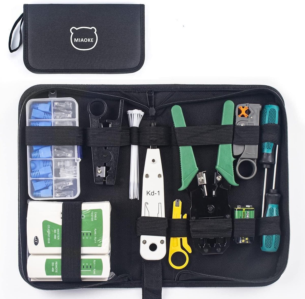 SnelShoppen - 21-in-1 Netwerktang Set, Professionele Netwerk Kabel Tester Kit met Striptangen, RJ-45 RJ11 RJ12, Inclusief 10 Crystal Feed Connectoren,