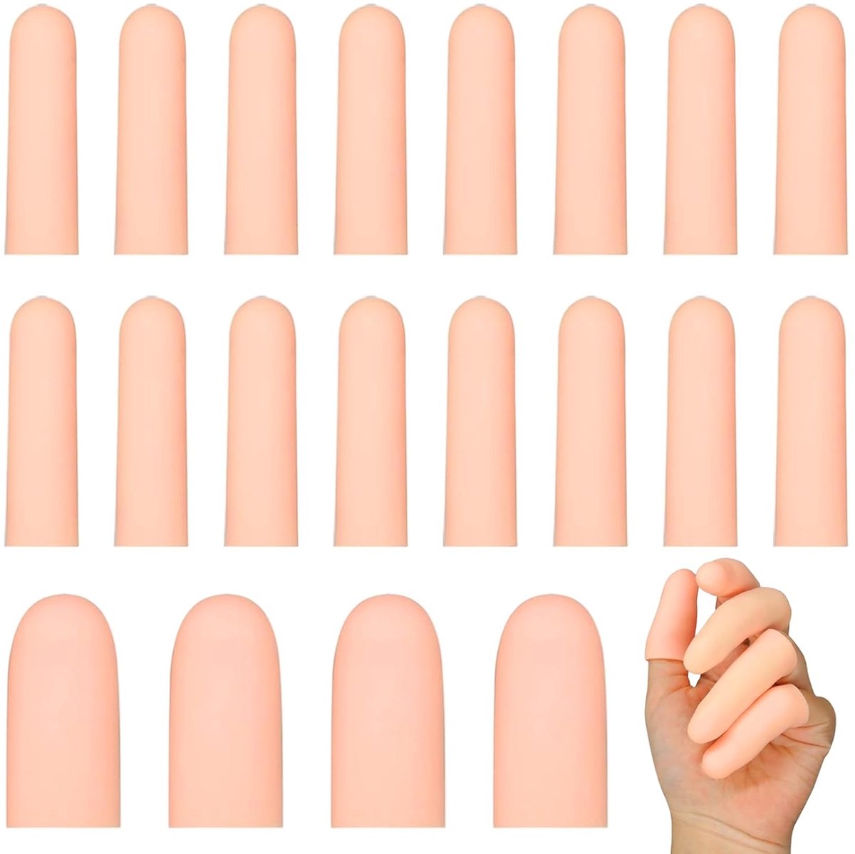 SnelShoppen - Pack van 20 Silicone Vingerbeschermers - Waterdichte Vinger Gel - Silicone Vingerbescherming bij Hand Eczema - 16 Lange en 4 Korte Vinge