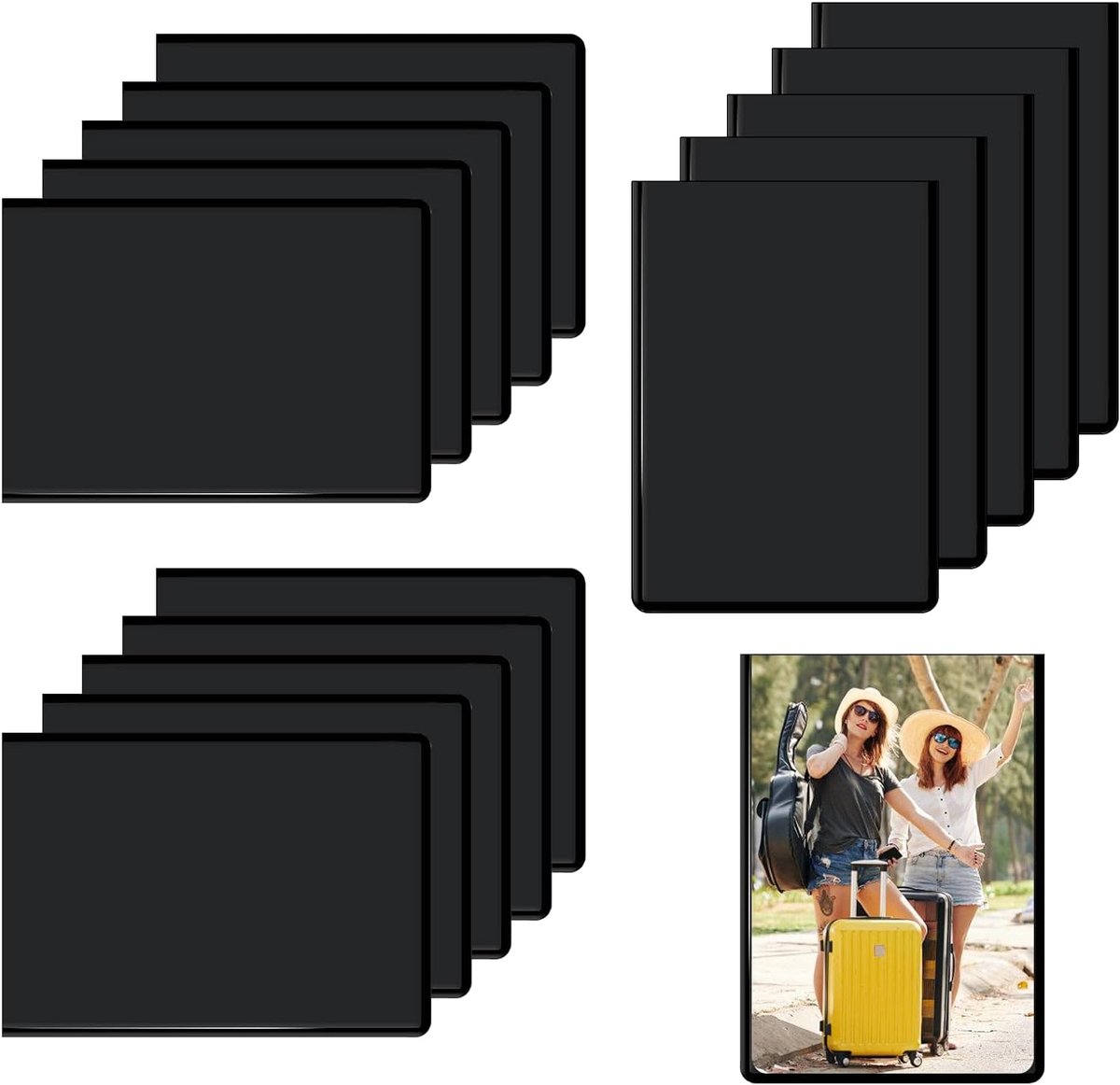 Mini magnetische fotolijsten 9,5 x 6,3 cm - zwart PVC - sterke hechting - ideaal voor koelkast - ShopVlot