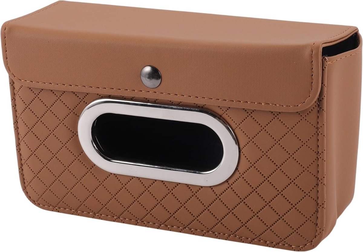 Auto tissue houder - diamant patroon - PU leer - universele pasvorm voor elk voertuig - ShopVlot