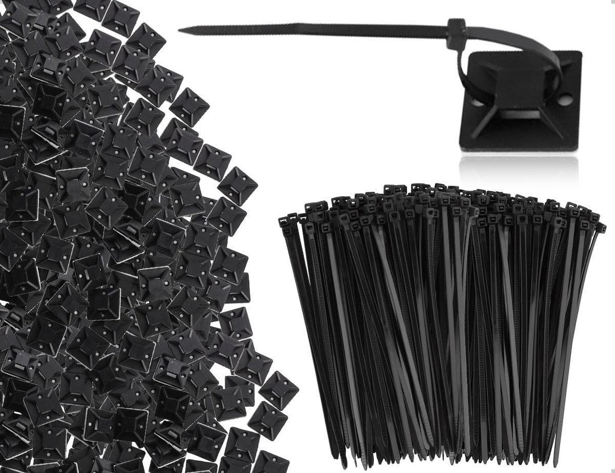Kabelbinder houder 100pcs - Zwart - Eenvoudig design - Organiseer kabels en leidingen - ShopVlot