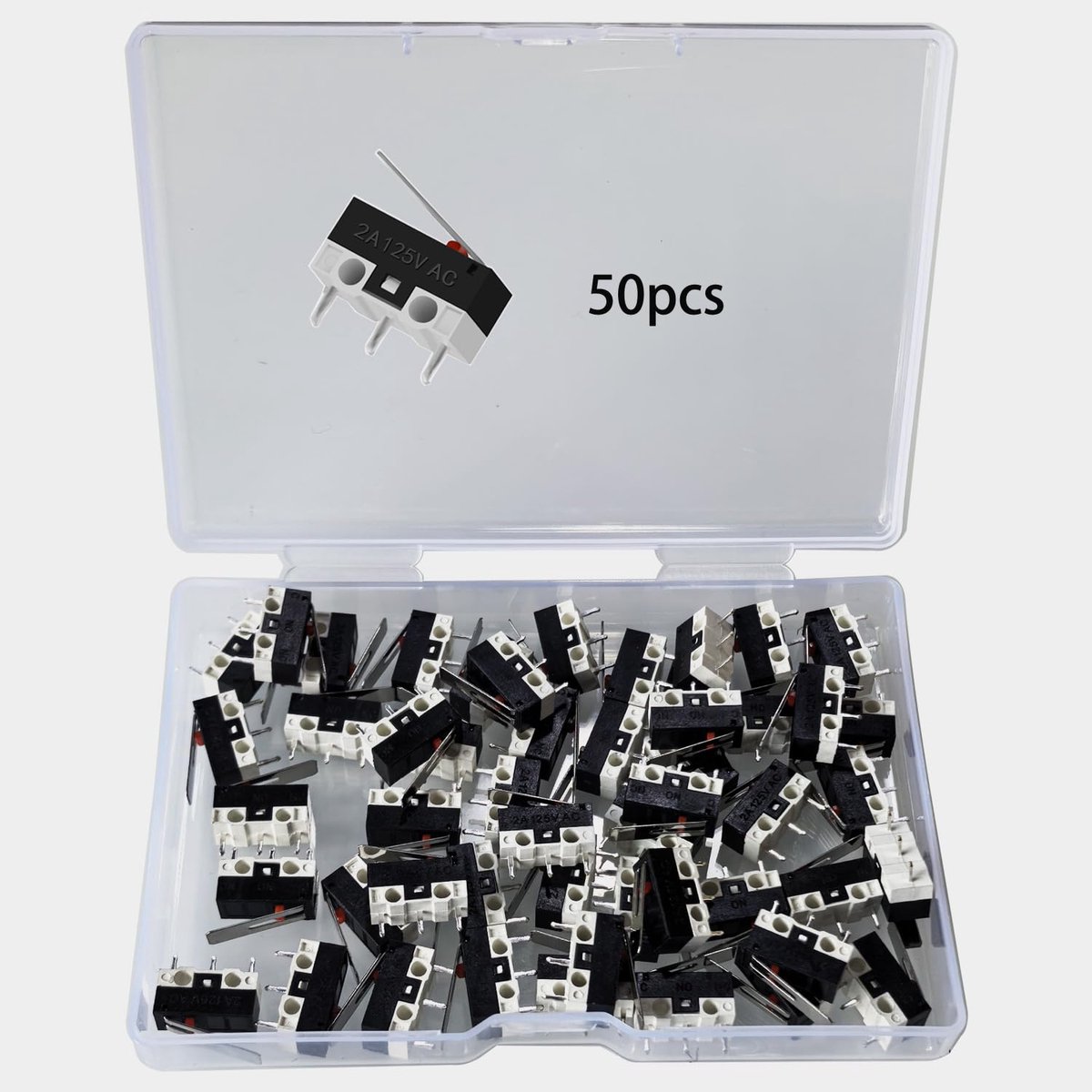 GTIWUNG 50pcs Mini Micro Switch, Mechanical Limit Switch, AC 2A 125V 3 Pin SPDT Border Micro Switch Long Hinge Lever - ShopVlot