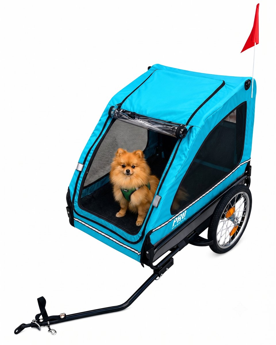 Hondenfietskar Blauw – Stevige Fietskar voor Honden met Reflectoren – Hondenkar tot 30 kg