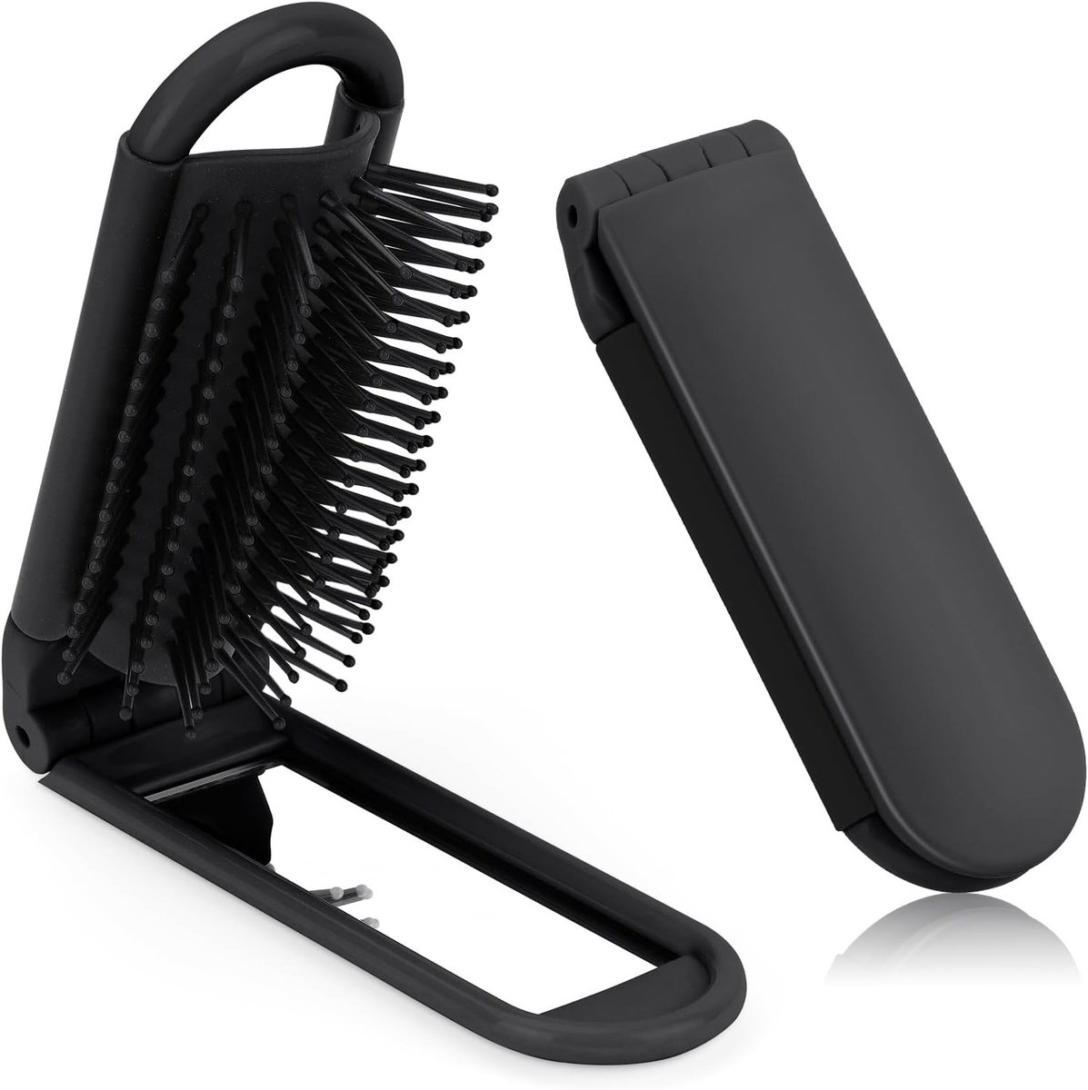 Opvouwbare Haarborstel Met Spiegel, Mini Draagbare Reiszakformaat Kam Met Zachte Nylon Borstelharen, Intrekbare Antistatische Compacte Stylingtool voor Sportschool, Zwemmen