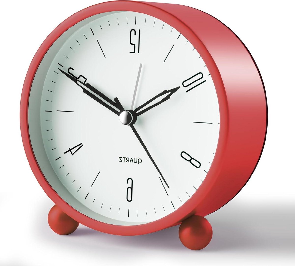 Analoge Alarmklok - Wekker Tafelklok - Wakker Worden - Super Stil - 4 Inch - Rood
