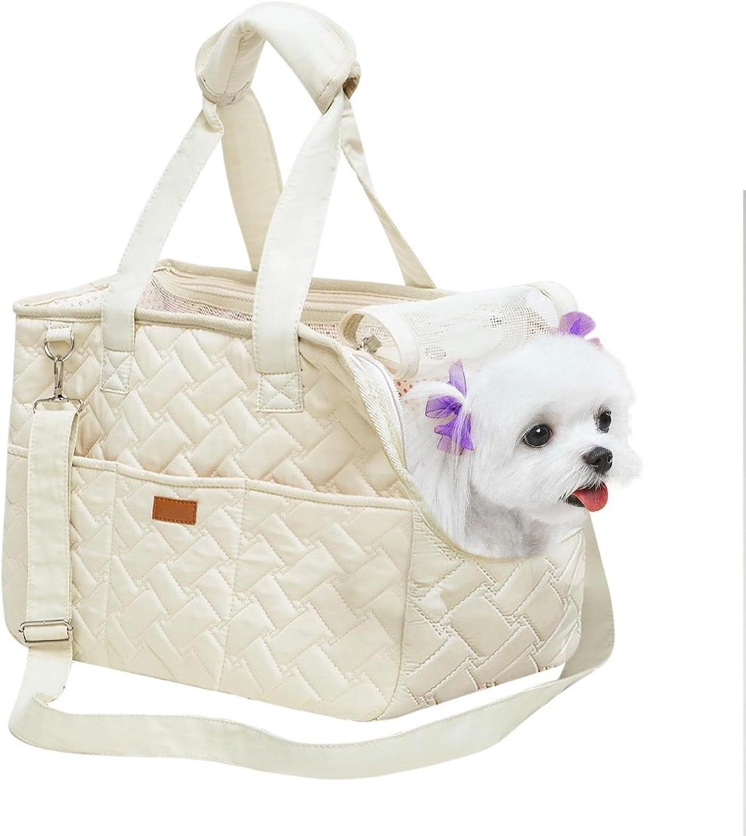 Huisdier Draagtas - Reistas Kleine Honden - Veilig Vervoer - Ademend Mesh - 35x25x155cm - Beige