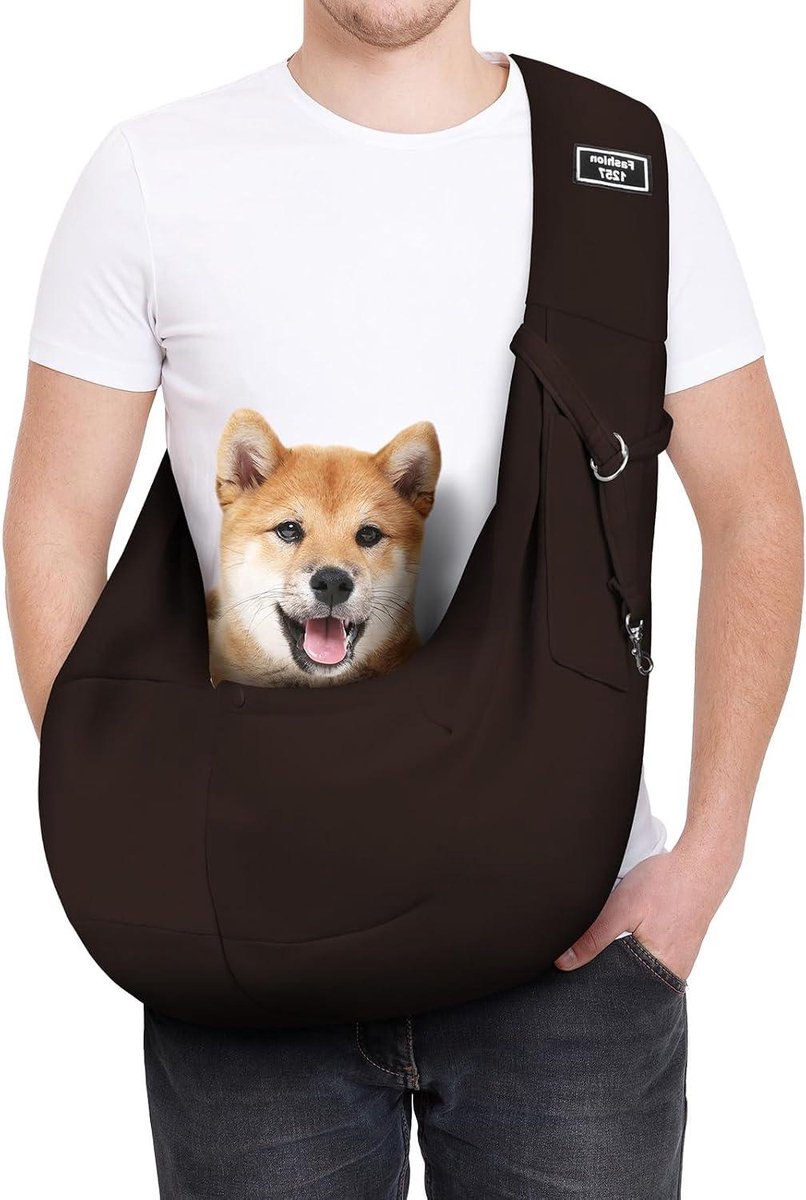 Honden Rugzak - Draagtas Kat - Veilige Uitstapjes - Omkeerbaar Dubbellaags - Tot 7.5kg - Bruin
