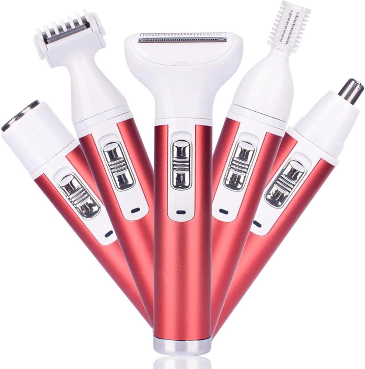 Elektrische Lady Trimmer - Gezicht Ontharen - Persoonlijke Verzorging - 5 Verwisselbare Koppen - Oplaadbaar USB - Wit