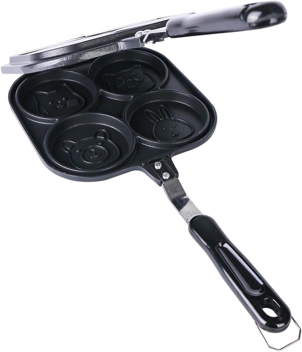 Pannenkoekenpan met 4 Gaten - Mini Koekenpan Ontbijtpan - Ontbijt Maken - Antiaanbaklaag Gietaluminium - Niet Gespecificeerd - Zwart