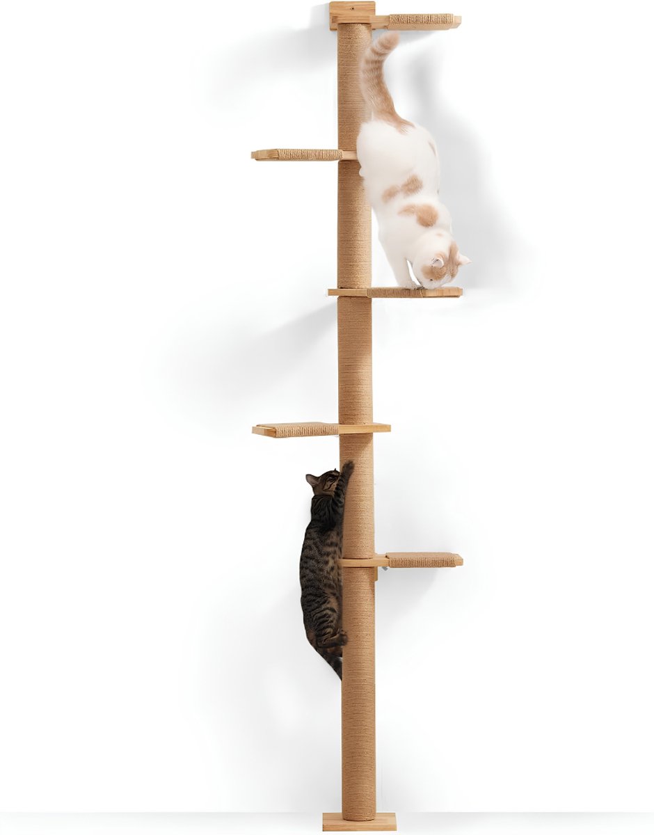 Lìon® Krabpaal - 5 Niveaus - Kattenkrabpaal - Katten Krabpaal - Bruin - 44cm x 34cm x 20cm
