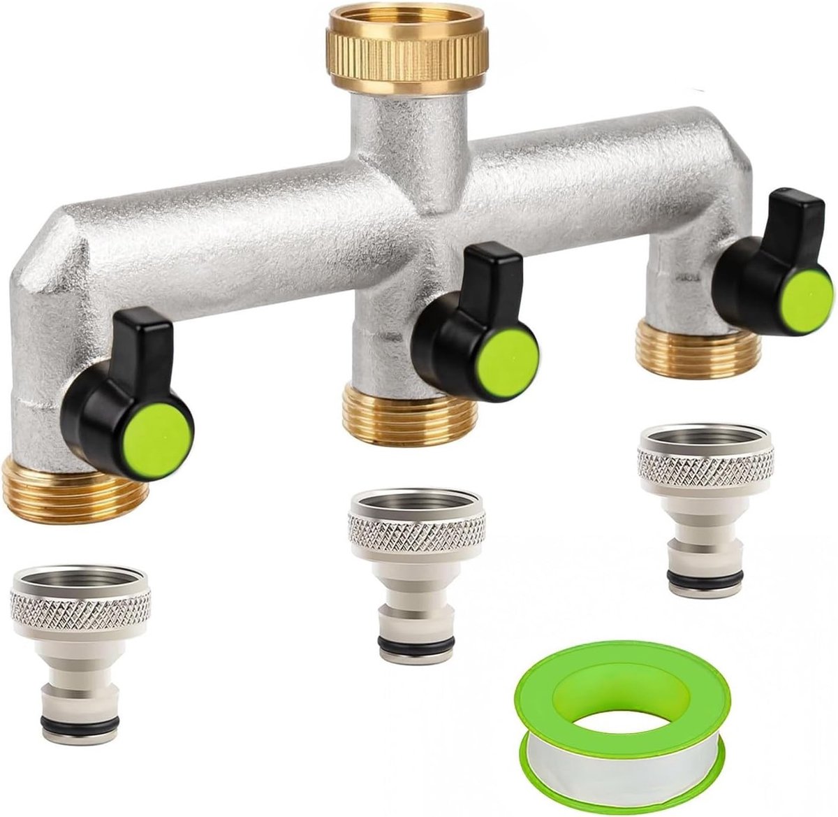 Waterverdeler - 3 Wegen - 3/4 inch - Verstelbare Kraanadapter - Voor Tuinirrigatie
