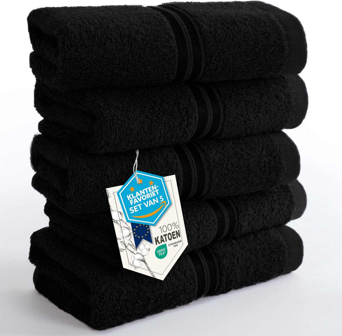 SnelShoppen - Hammetex Gastendoekjes Set van 5 - 30x50 cm - 100% Katoen Badstof - Zacht, Absorberend - OEKO-TEX Gecertificeerd met Ophanglus voor Thui