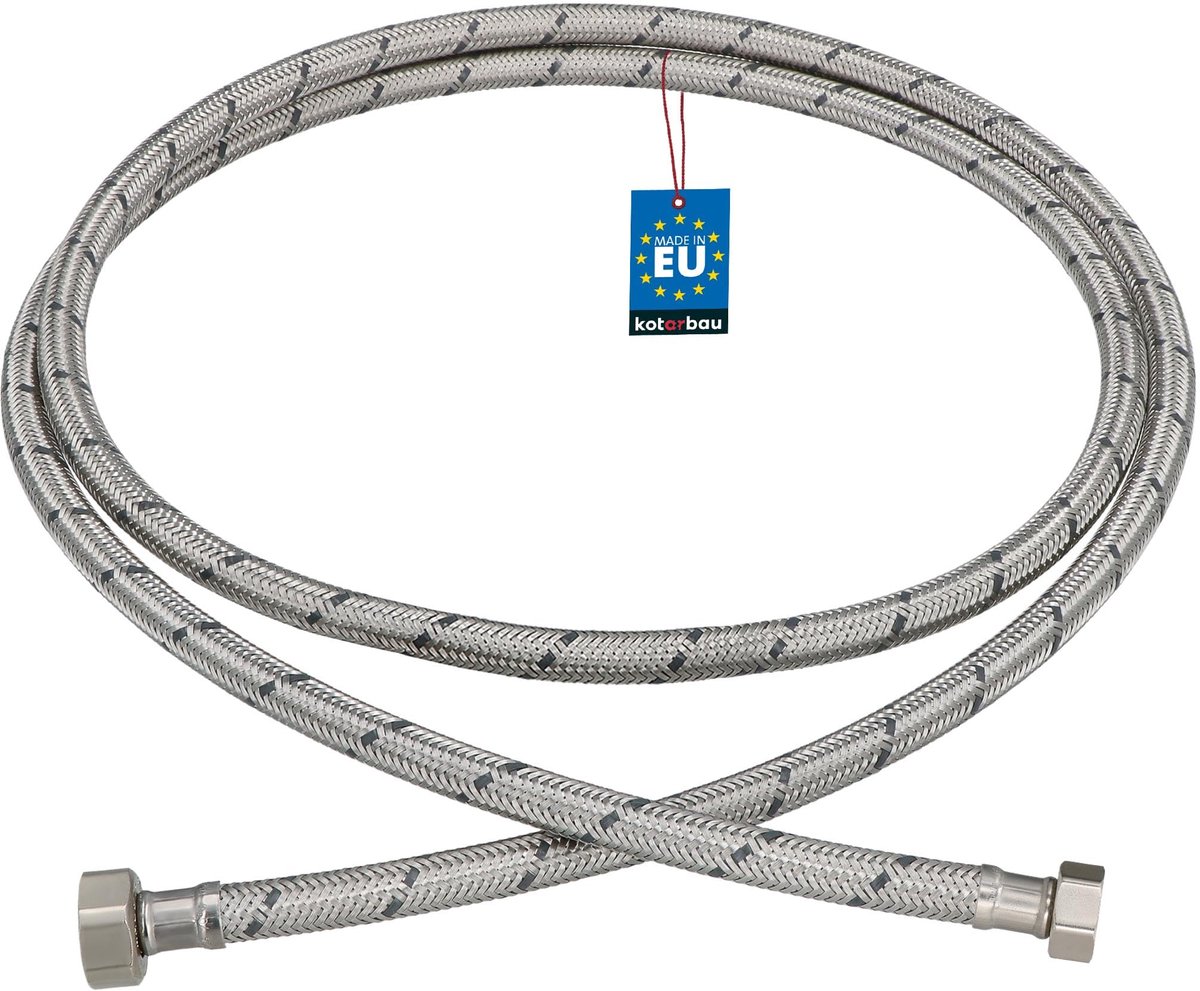 KOTARBAU® Flexibele Aansluitslang 1/2“ x 3/8“ - Flexibele Kraanslang 200 cm - Sanitaire Aansluitslang - Flexibele Verbindingsslang - Aansluitslang Armatuur - met Roestvrijstalen Vlechtwerk