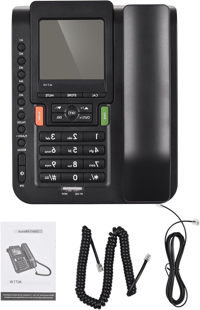 Vaste Bureautelefoon - Thuis Telefoon - Eenvoudig Bellen - Groot LCD-scherm - 22 x 21 x 8 cm - Zwart