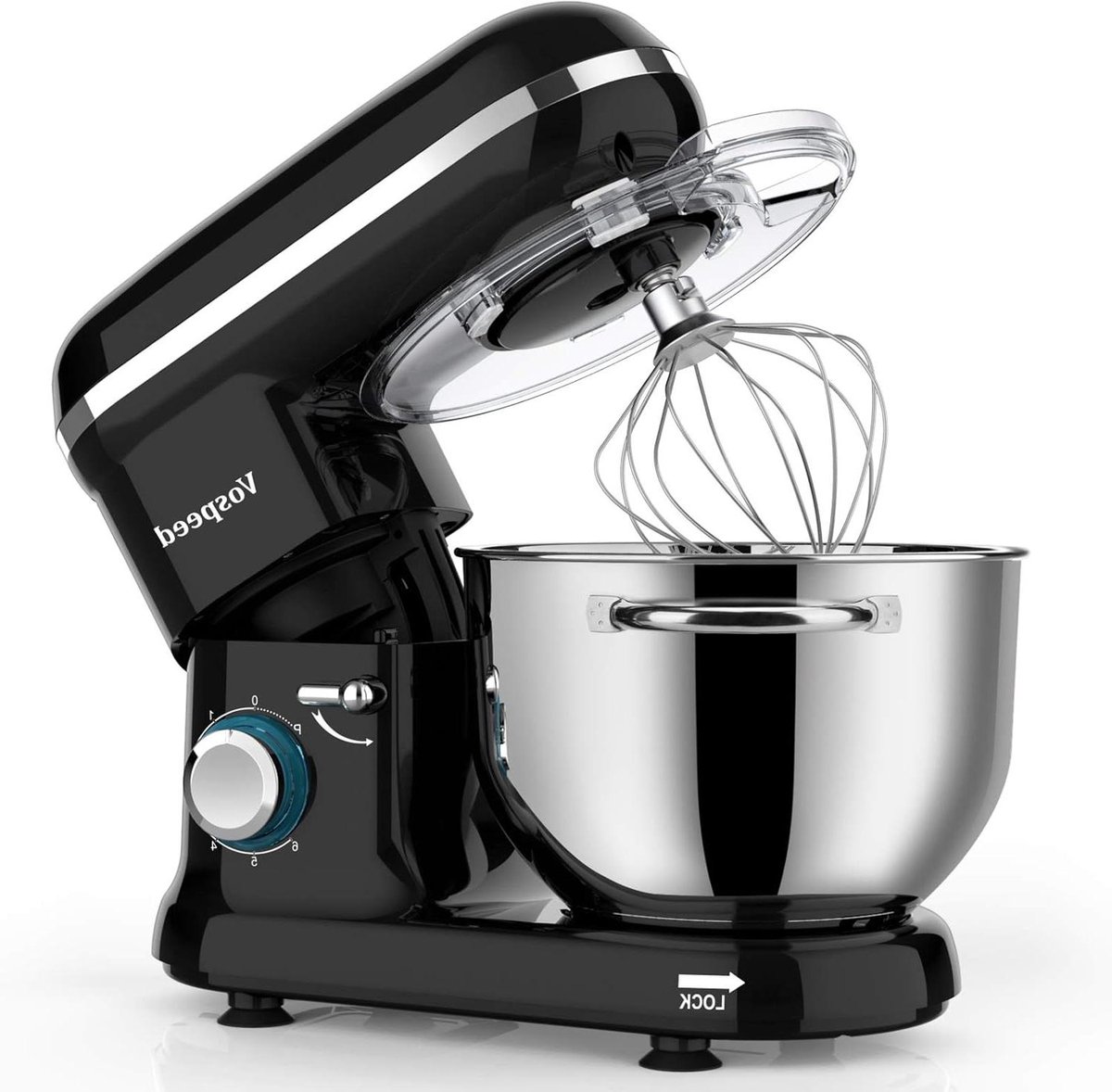 Keukenmachine Kneedmachine - Elektrische Mixer - Bakken Ingrediënten Mengen - Krachtige 1500W Motor - 6.2QT Kom - Zwart