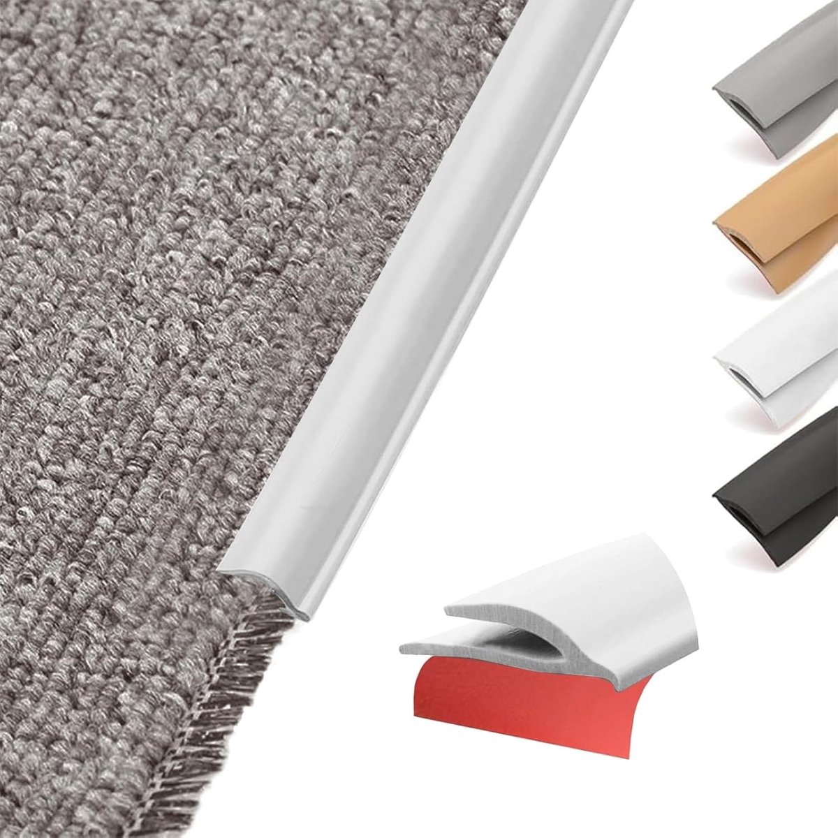 Zelfklevend PVC Overgangsprofiel voor Vloeren, Snijdbaar Tapijt en Tegelovergang, Wit, 10m, Ideaal voor Laminaat en Vinylvloeren