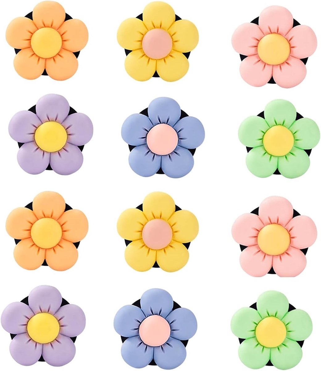 Thijox - 12 Stuks Bloemvormige Auto Luchtverfrisser Clips - Geurdecoratie Accessoires voor Auto - Aromatherapie Etherische Olie Diffuser in 6 Kleuren