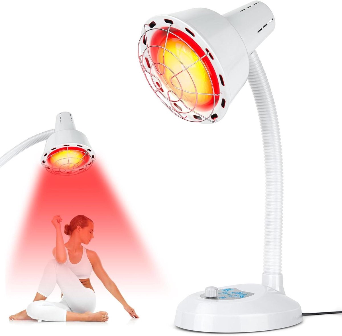 Infraroodlamp - Warmtelamp Rood Licht - Pijnverlichting - Verstelbaar met Timer - 275W - Zwart