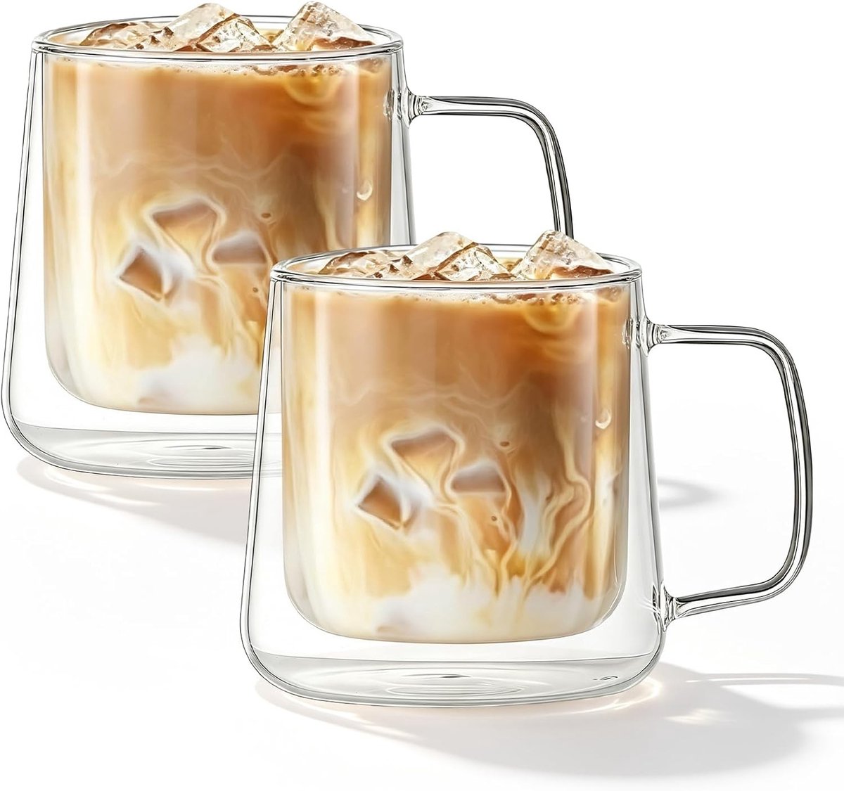 Set van 2 Dubbelwandige Latte Macchiato Glazen van 400 ml met Handvat voor Koffie, Thee en Cappuccino