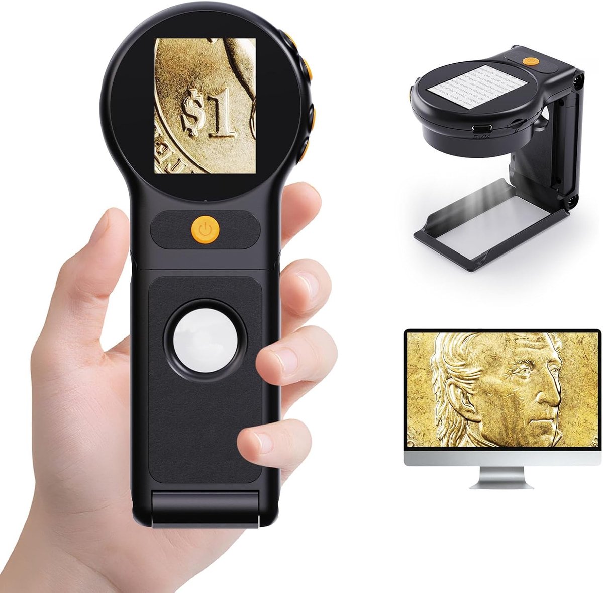 Verlichte leesloep – 200X opvouwbare digitale microscoop – draagbare microscoop met 8 LED's – voor kranten, lezen, sieraden, ouderen, slechtzienden, observaties en handwerk.