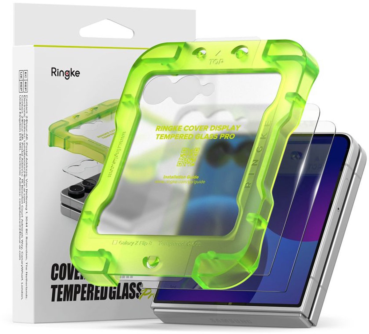 Ringke Cover Display Pro Geschikt voor Samsung Galaxy Z Flip 8 - 9H Tempered Glass Screen Protector Voorkant 2-Pack