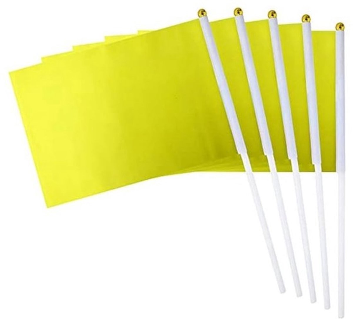 Mini Handvlag 14x21cm - Set van 100 Stuks voor Sportevenementen, Feestdecoratie en DIY Projecten - Gele Vlaggen voor Binnen en Buiten