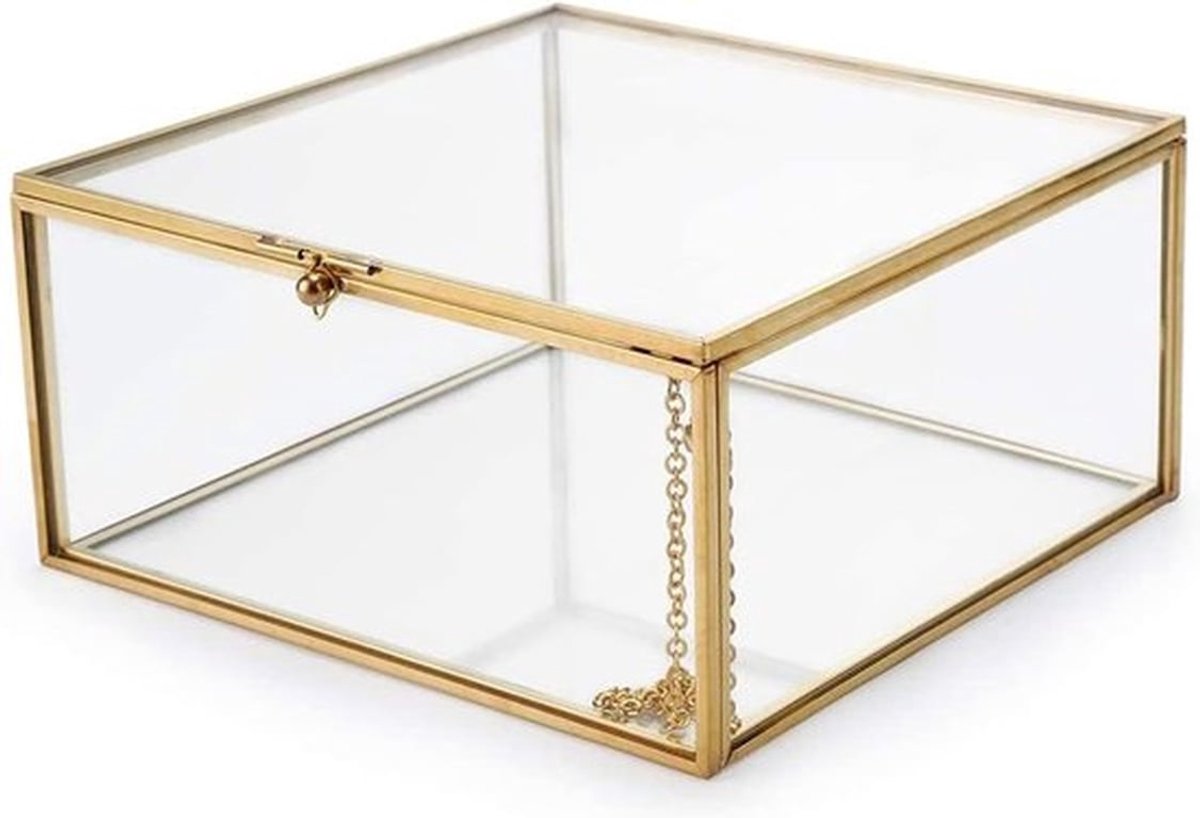 Kleine decoratieve juwelendoos, transparante sieradenhouder, vierkante ringhouder en organizer voor sieraden en accessoires