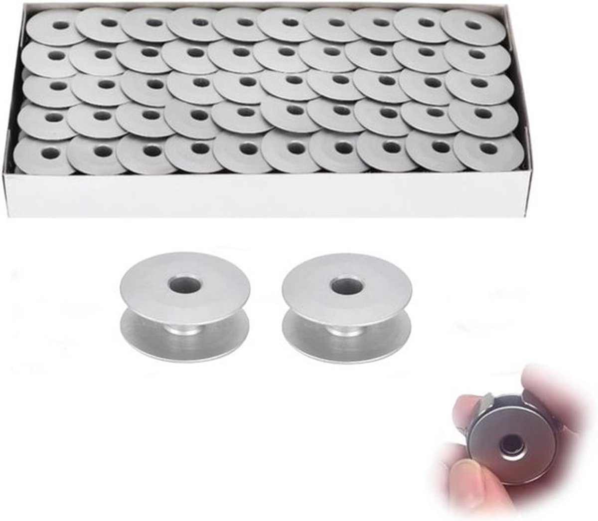 100 Stuks Aluminium Naaldmachine Spoelen van 25mm, Geschikt voor de Meeste Naaimachines, Duurzaam en Lichtgewicht